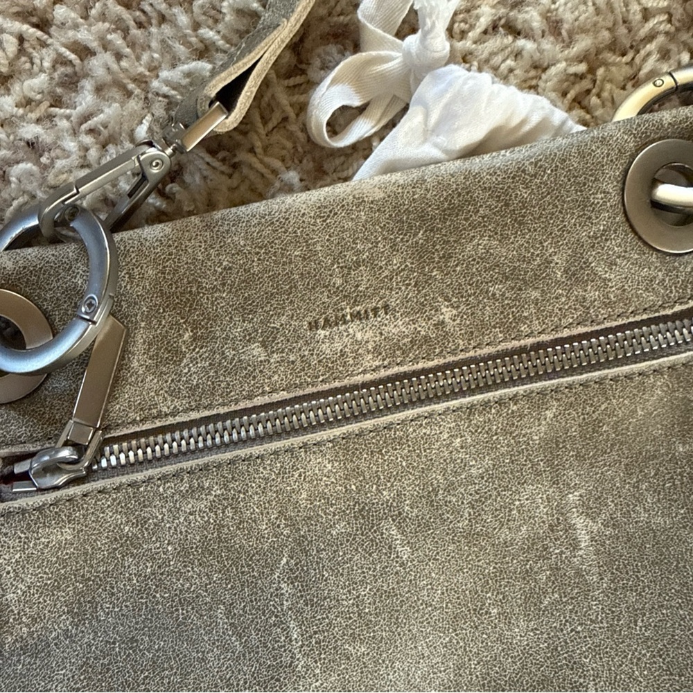 Hammitt Leather Crossbody Bag Brown Grey Gunmetal Grey Hardware - Picture 4 of 6